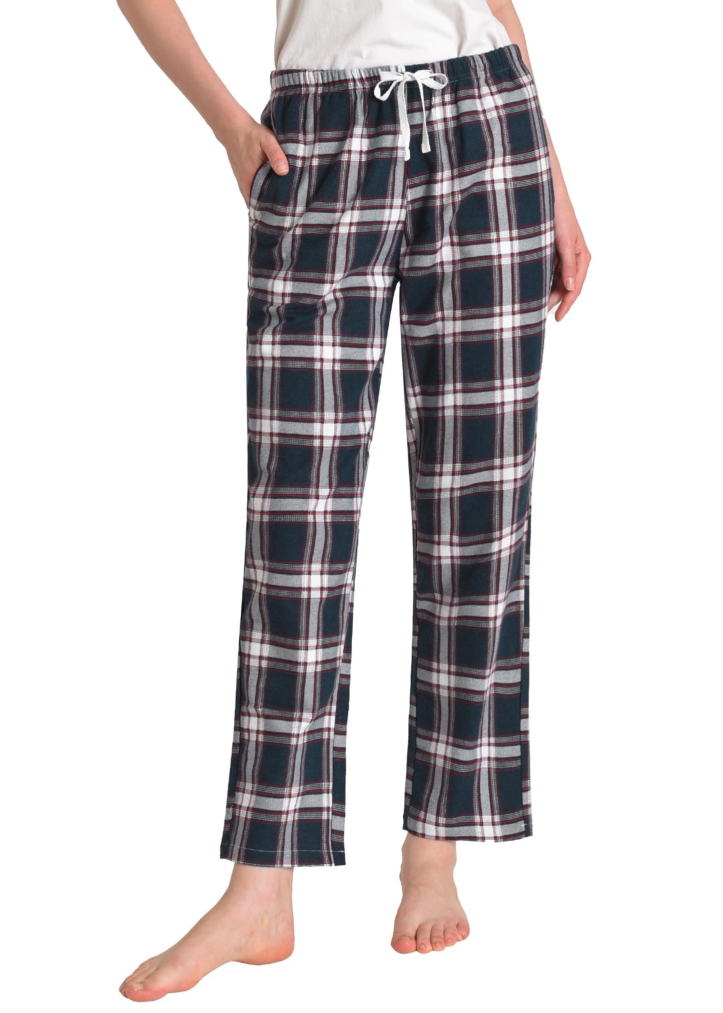 Women's Plaid Flannel Pajama Pants Cotton Pj Bottoms with Pockets - Latuza