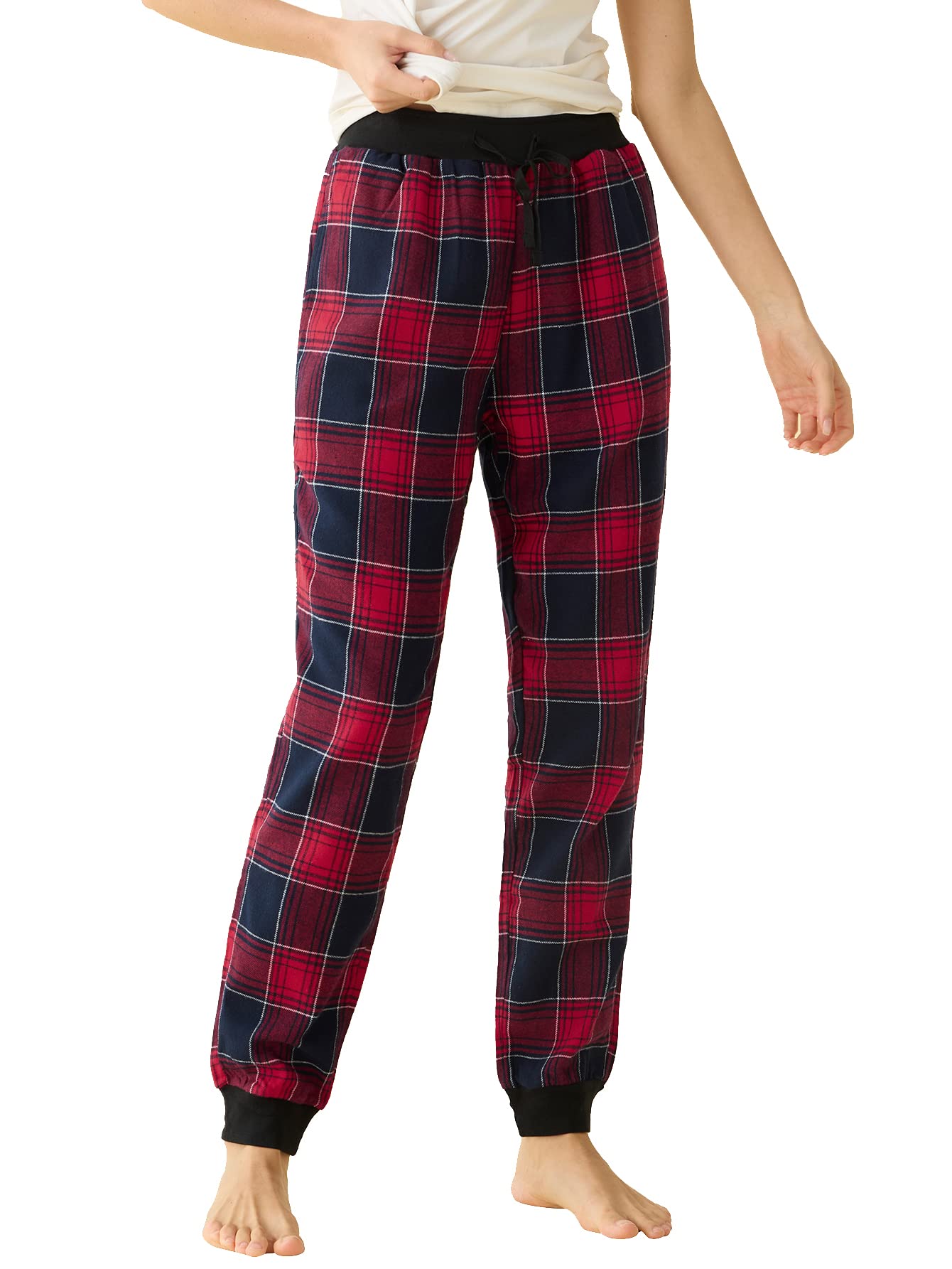 Women's Cotton Flannel Plaid Pajama Jogger Pants - Latuza