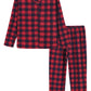 Women's Plaid Fleece Pajamas Set Notch Collar Shirt and Pants - Latuza