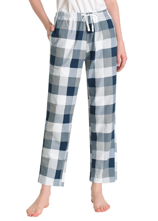Women's Plaid Flannel Pajama Pants Cotton Pj Bottoms with Pockets - Latuza