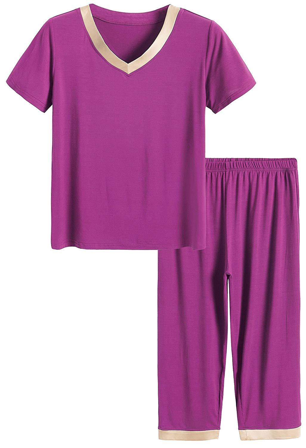 Women’s Bamboo Tops with Capri Pants Pajamas Set - Latuza