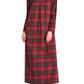 Women's Plaid Flannel Nightgown Long Sleeve V-Neck Nightgown with Pockets - Latuza