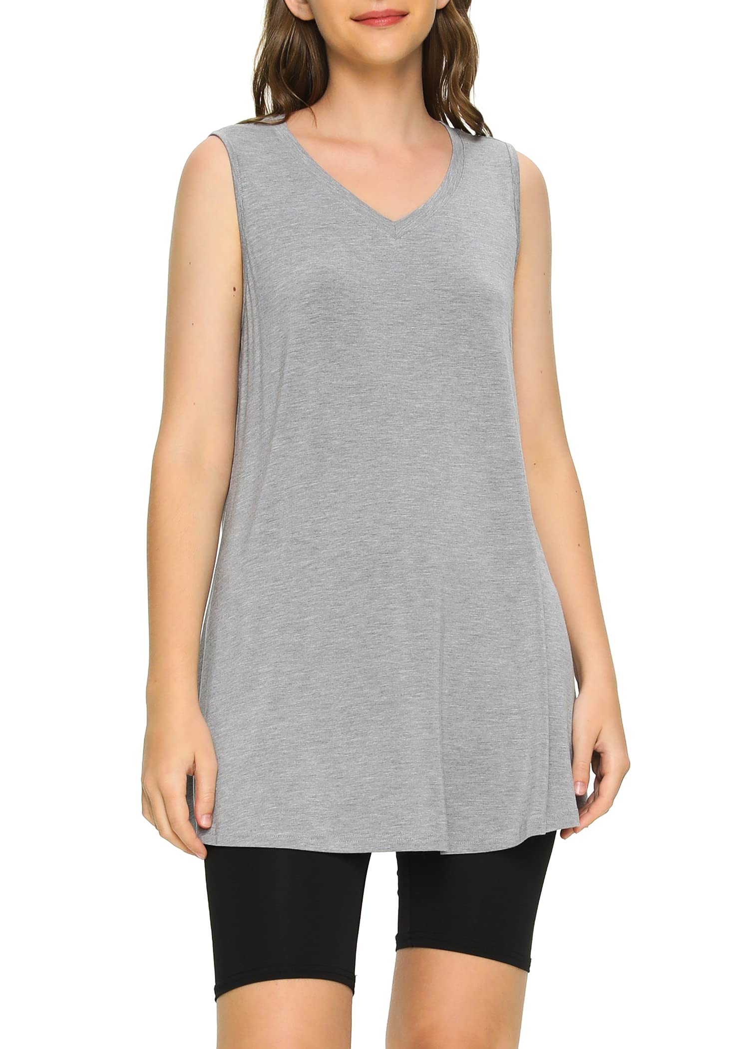 Women's Bamboo Viscose Sleeveless Tunic Flowy Pajama Tank Top - Latuza