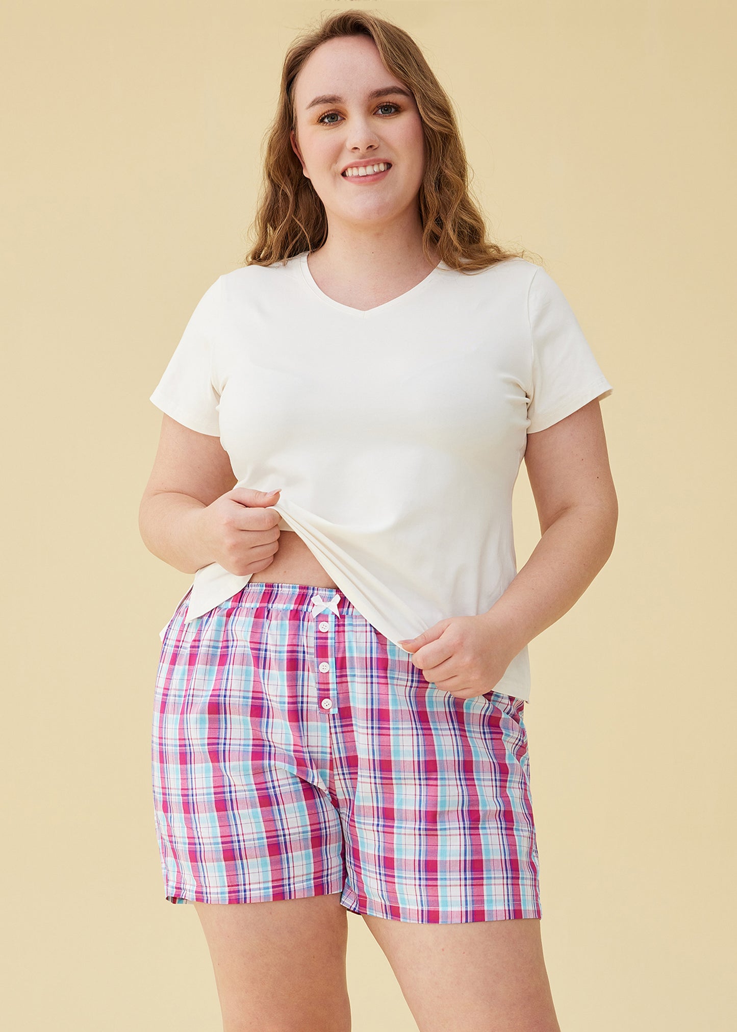 Women's Sleepwear Cotton Plaid Pajama Boxer Shorts