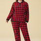 Women's Flannel Cotton Plaid Jogger Pants Pajamas Set