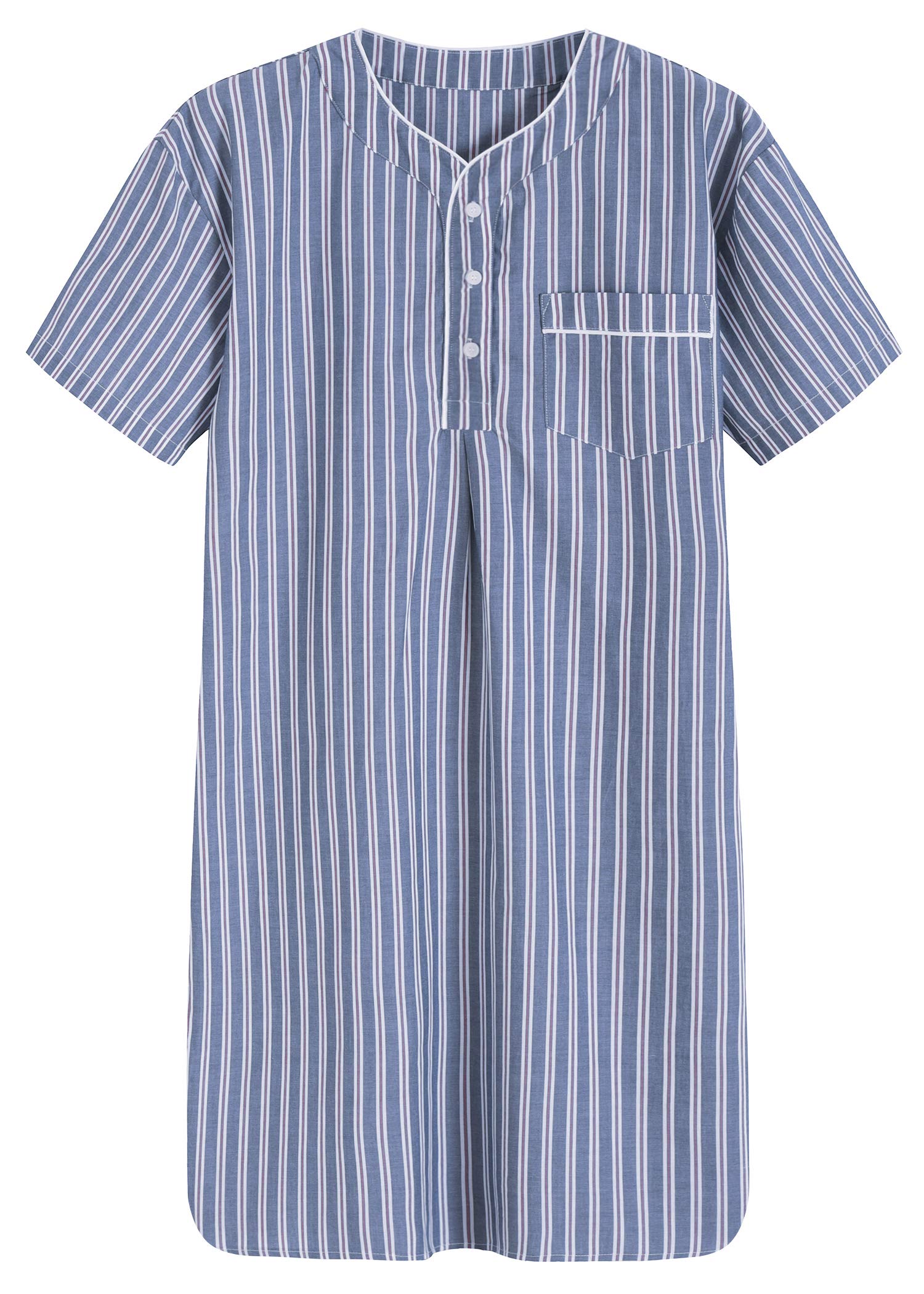 Men's Plaid Nightshirt Cotton Sleep Shirt - Latuza