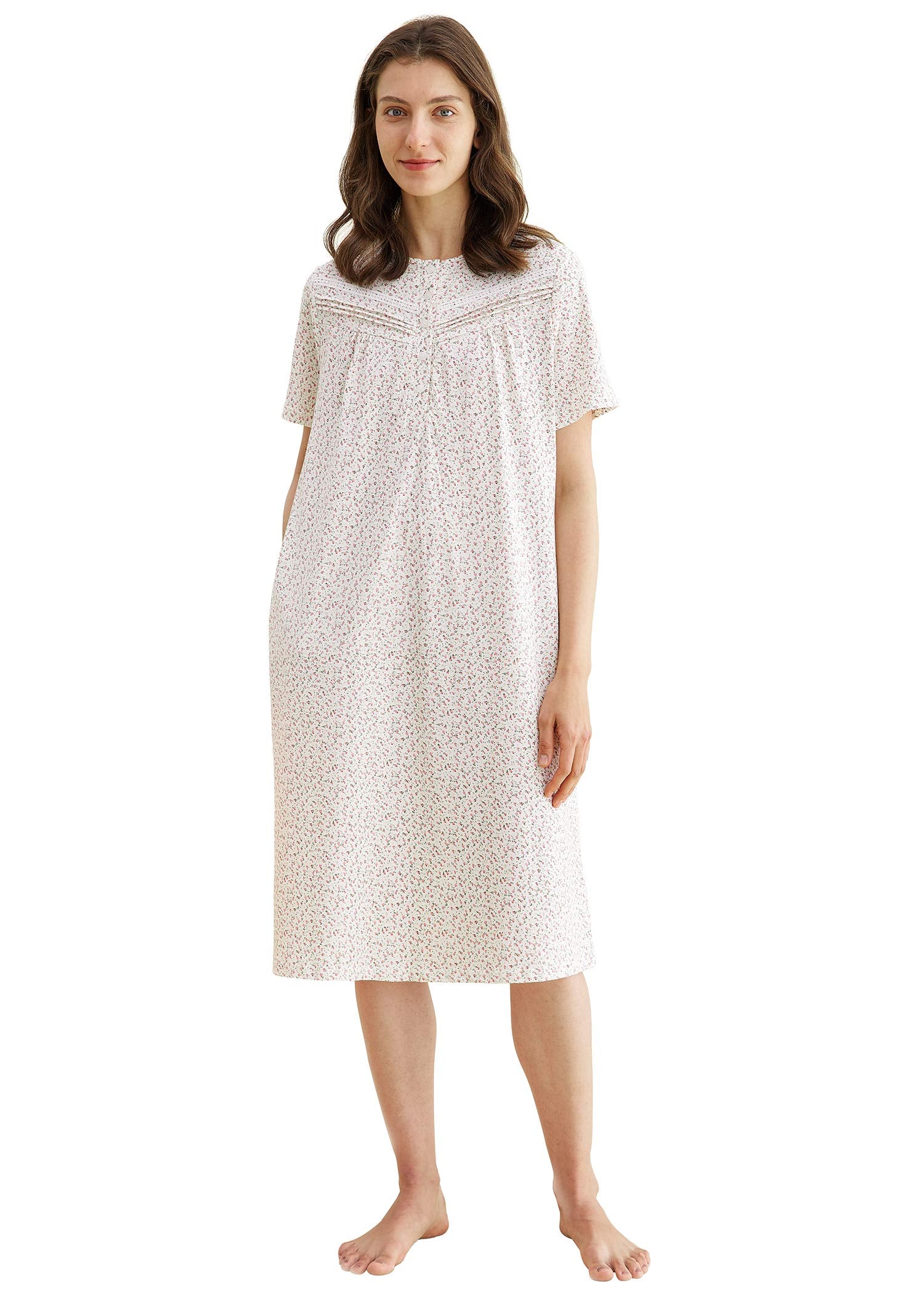 Women's Old Fashioned Soft Cotton Floral Nightgown - Latuza