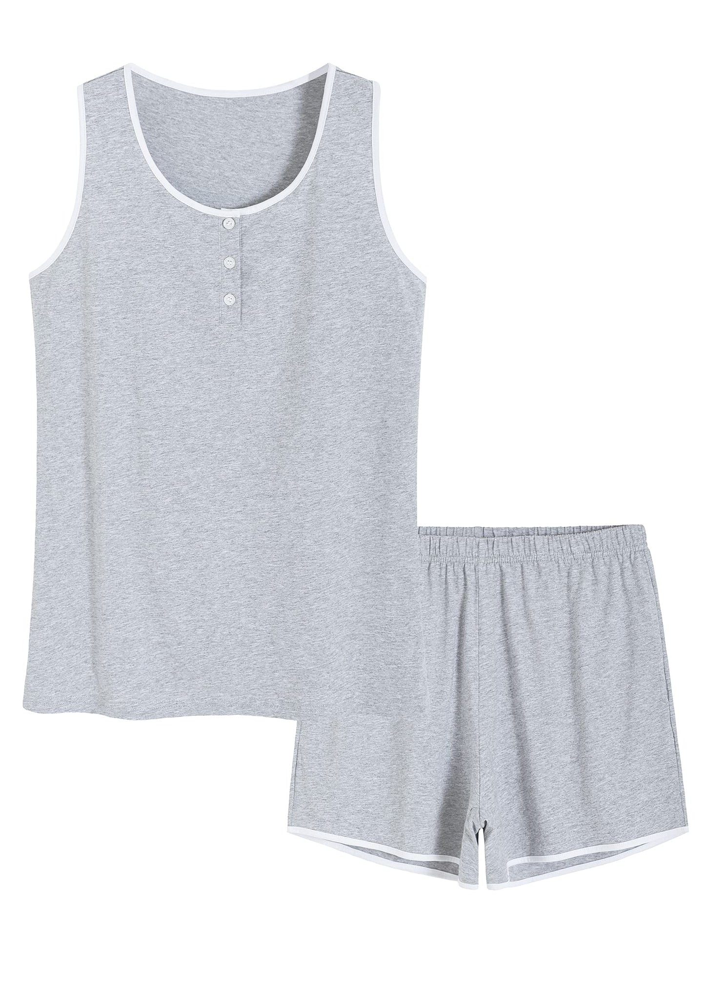 Women's Cotton Loungewear Set Sleep Tank Top with Pajama Shorts - Latuza