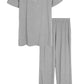 Women's Petite Size Pajama Pants Set Short Sleeve Sleepwear - Latuza