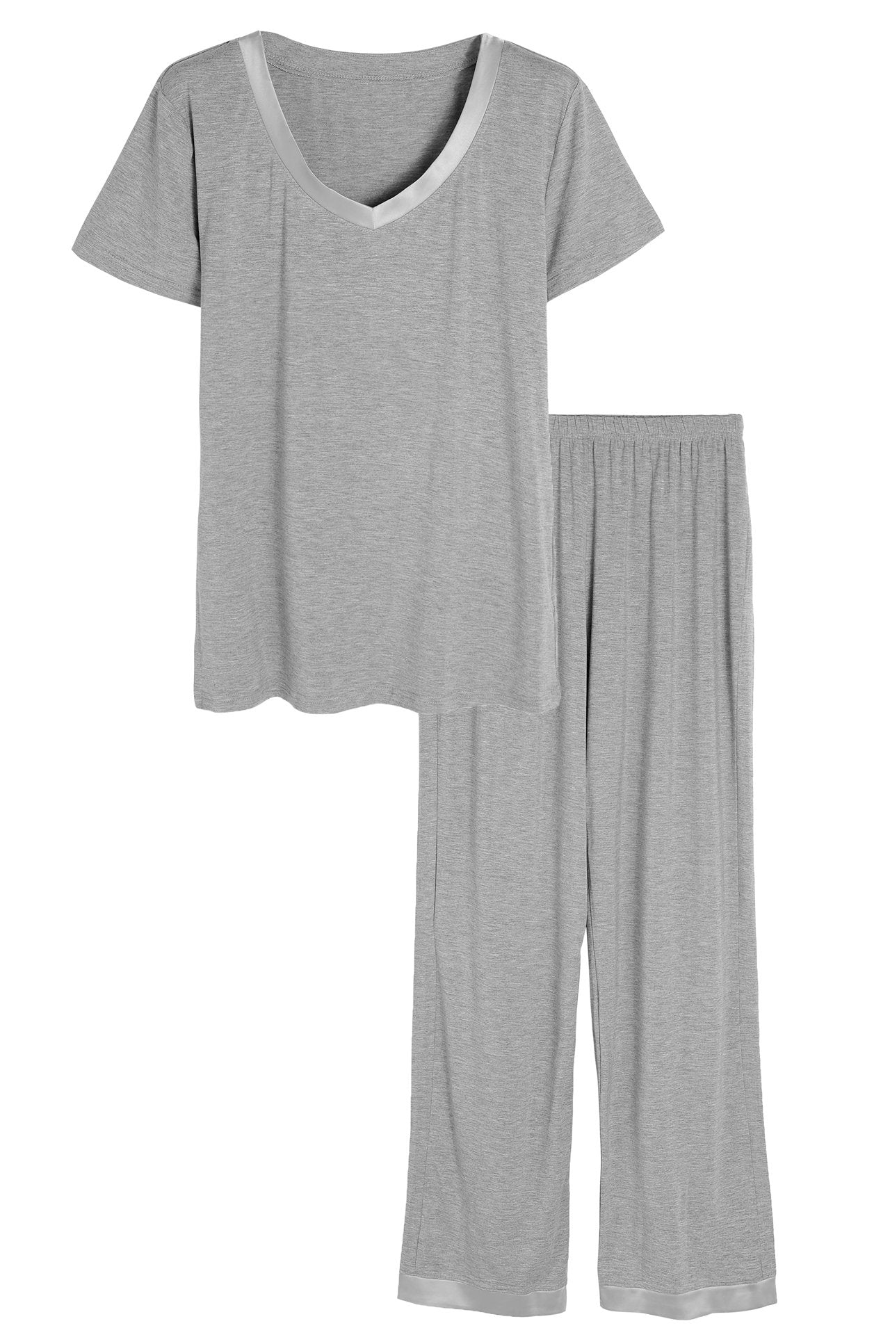 Women's Petite Size Pajama Pants Set Short Sleeve Sleepwear - Latuza