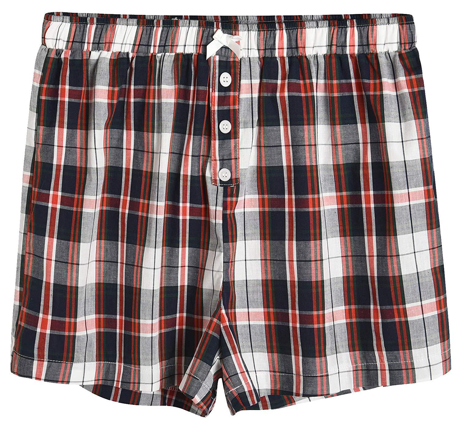 Women's Sleepwear Cotton Plaid Pajama Boxer Shorts - Latuza