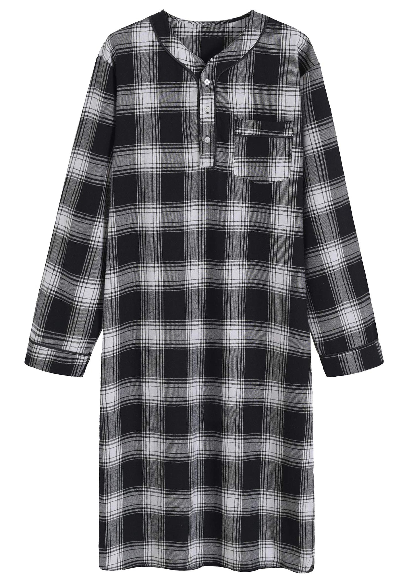 Men's Cotton Flannel Nightshirt Sleep Shirt - Latuza