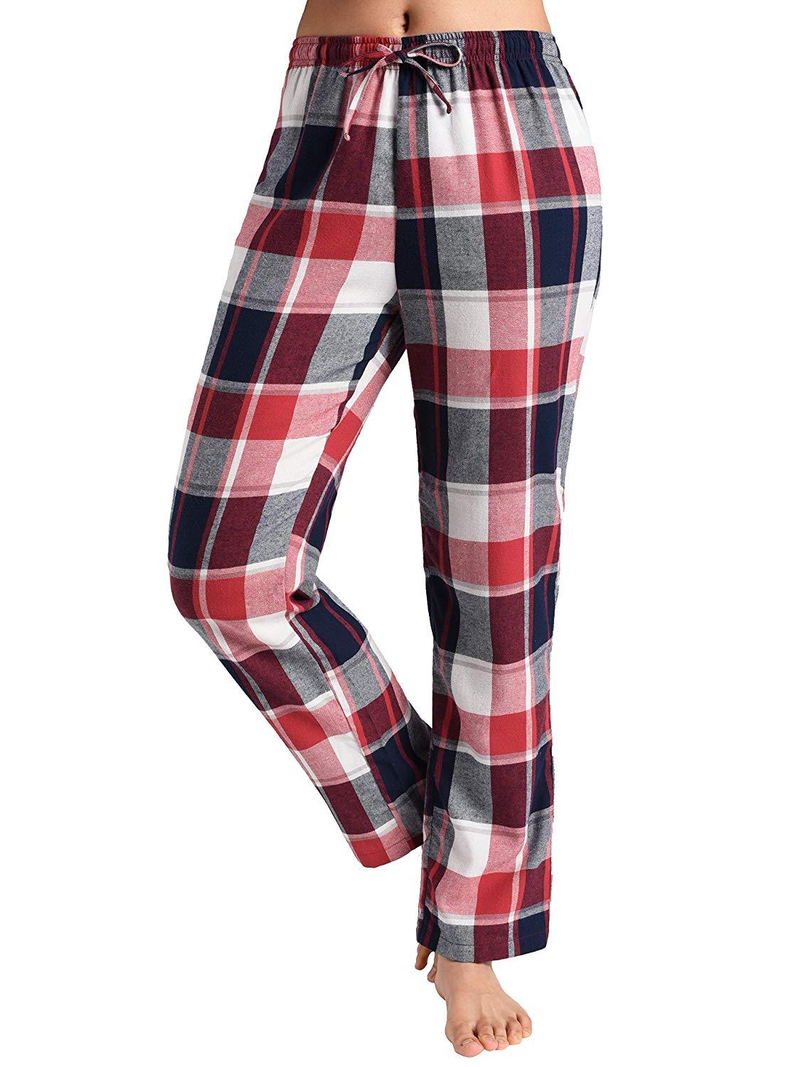 Women’s Pajama Pants Cotton Lounge Pants Plaid PJs Bottoms - Latuza