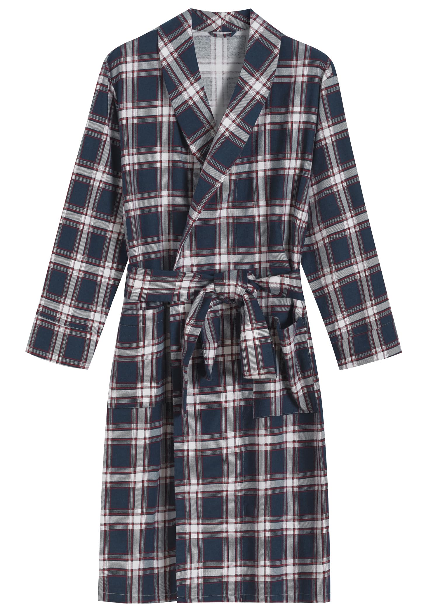 Men's Cotton Flannel Robe Soft Plaid Bathrobe - Available in Big & Tal ...