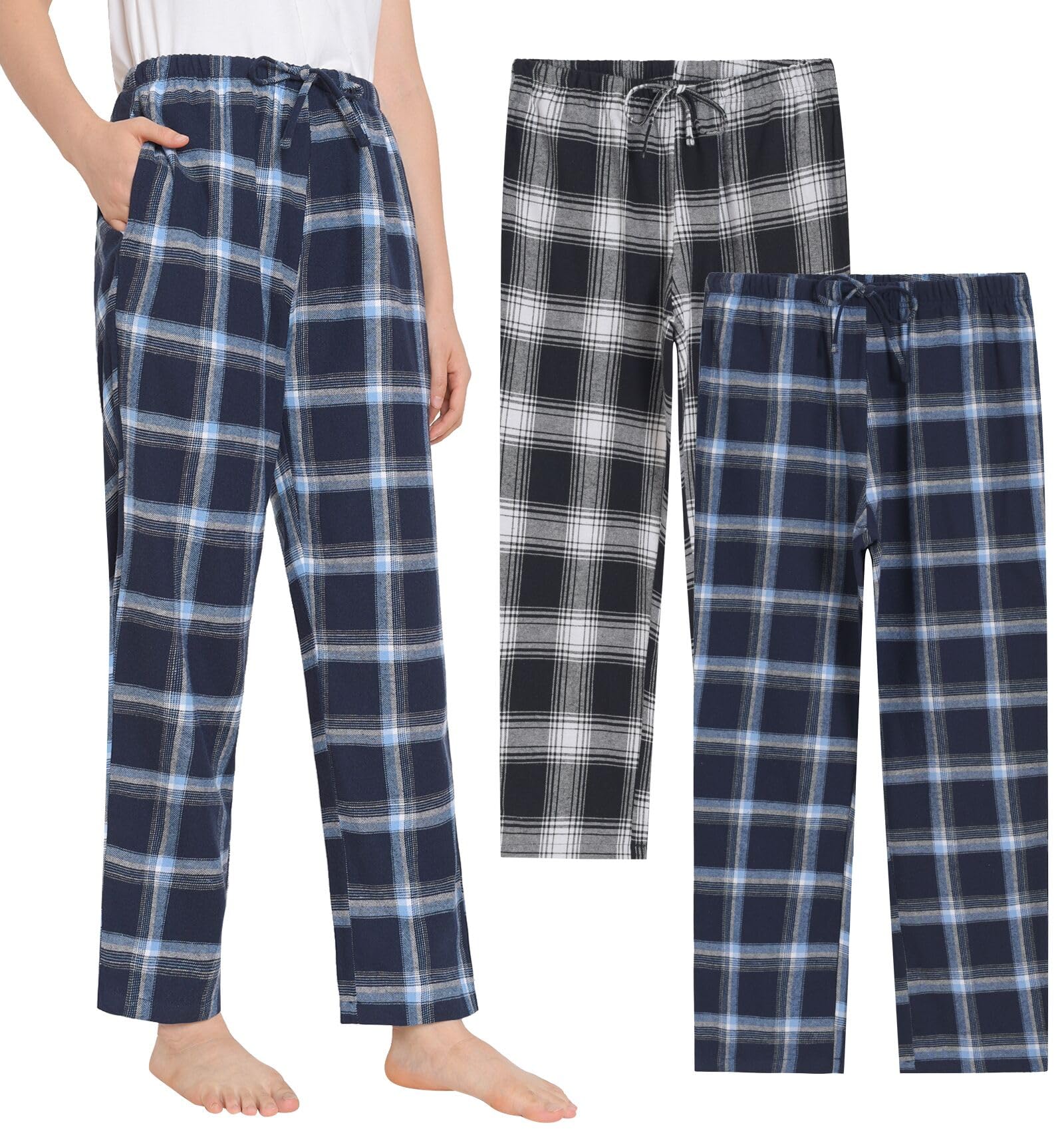 Women's Petite Cotton Lounge Pants Flannel Pajama Pants with Pockets - Latuza