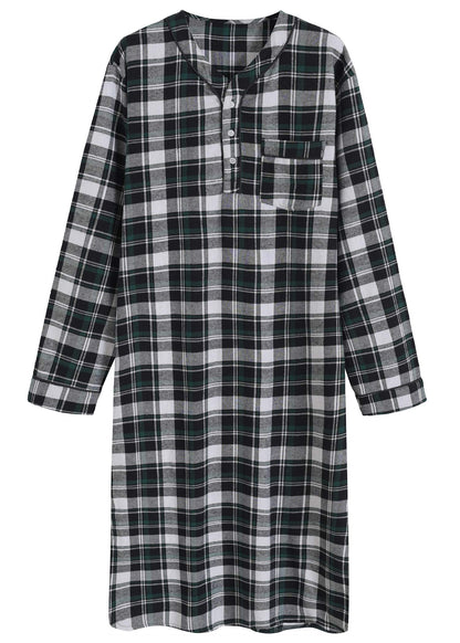 Men's Cotton Flannel Nightshirt Sleep Shirt