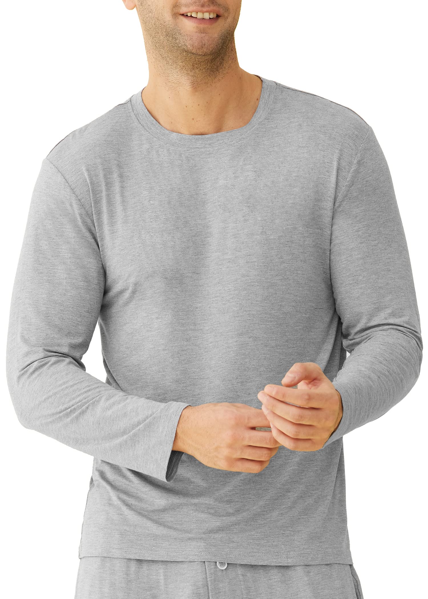 Latuza Men's Bamboo Viscose Pajama Top Long Sleeves Sleep T-Shirt - Latuza