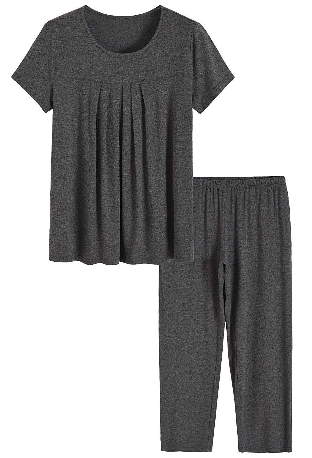 Women’s Bamboo Sleepwear Pleated Shirt Pants Pajamas Set - Latuza