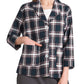 Women's 3/4 Sleeve Cotton Flannel Bed Jacket- Latuza