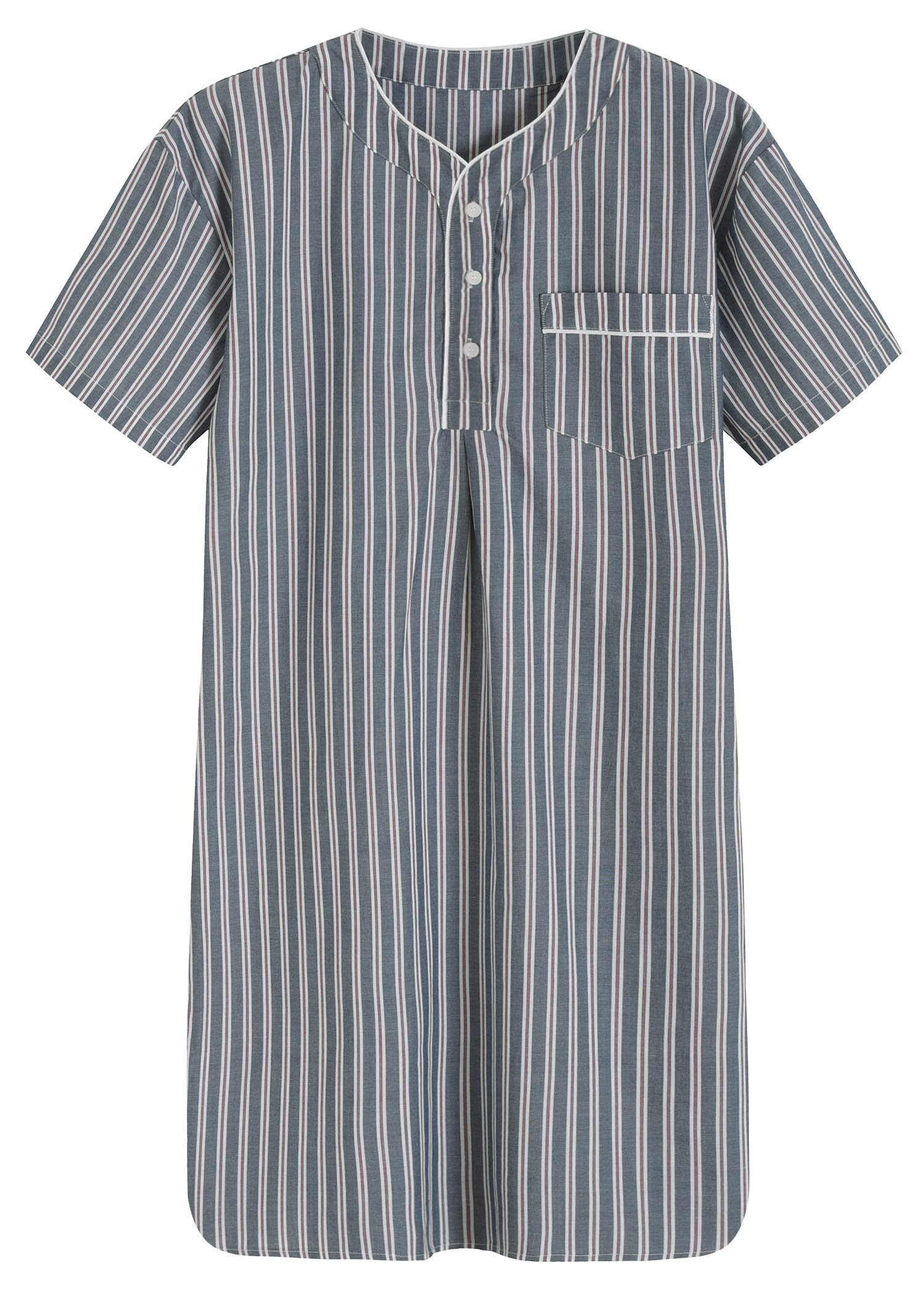 Men's Plaid Nightshirt Cotton Sleep Shirt - Latuza