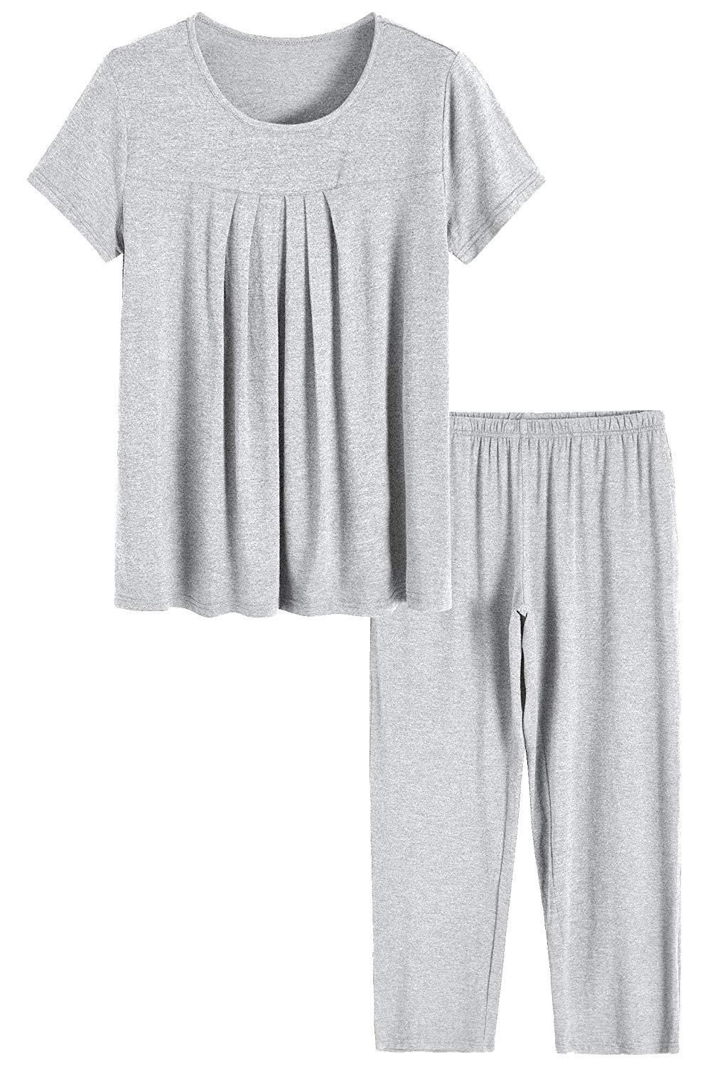 Women’s Bamboo Sleepwear Pleated Shirt Pants Pajamas Set - Latuza