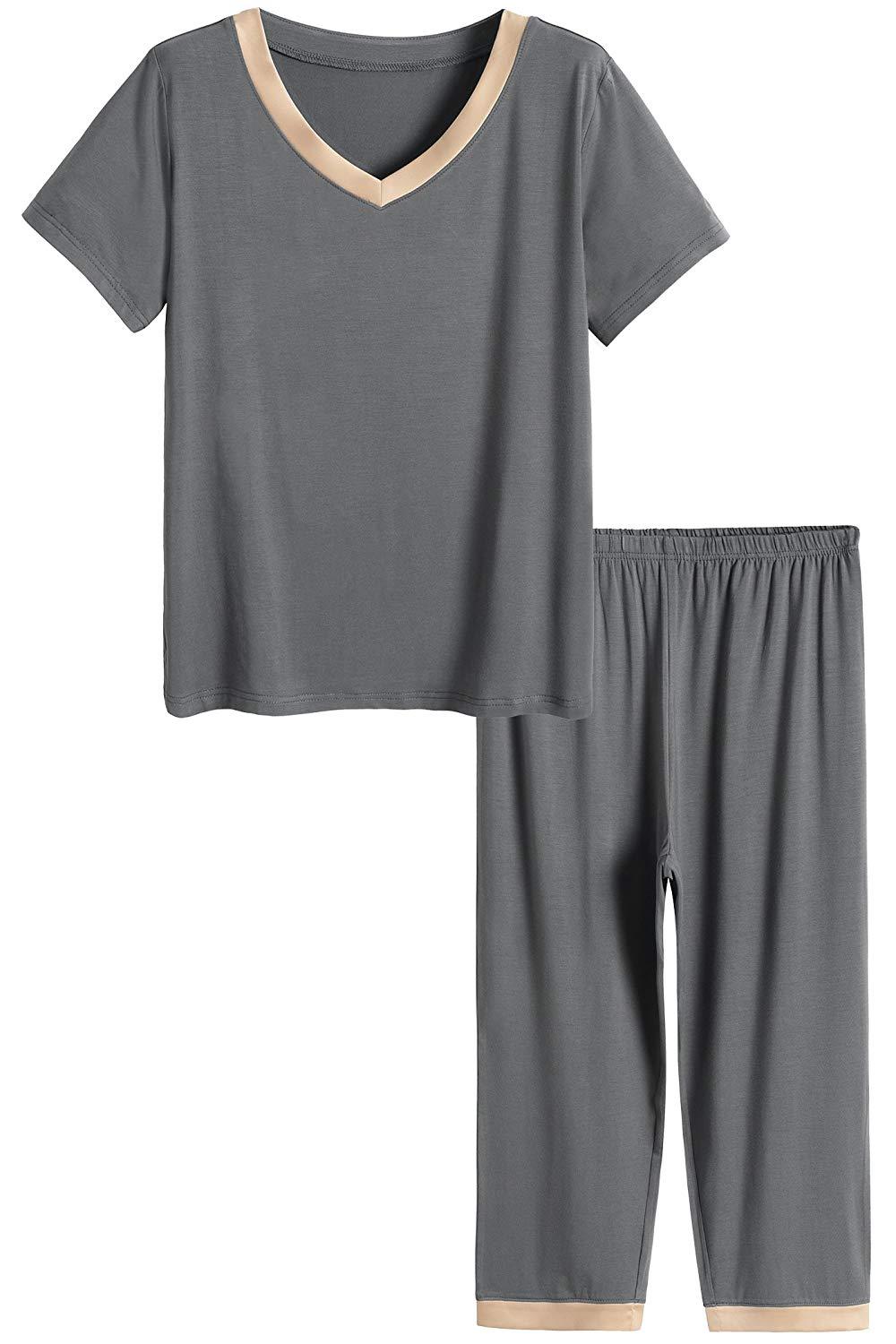 Women’s Bamboo Tops with Capri Pants Pajamas Set - Latuza