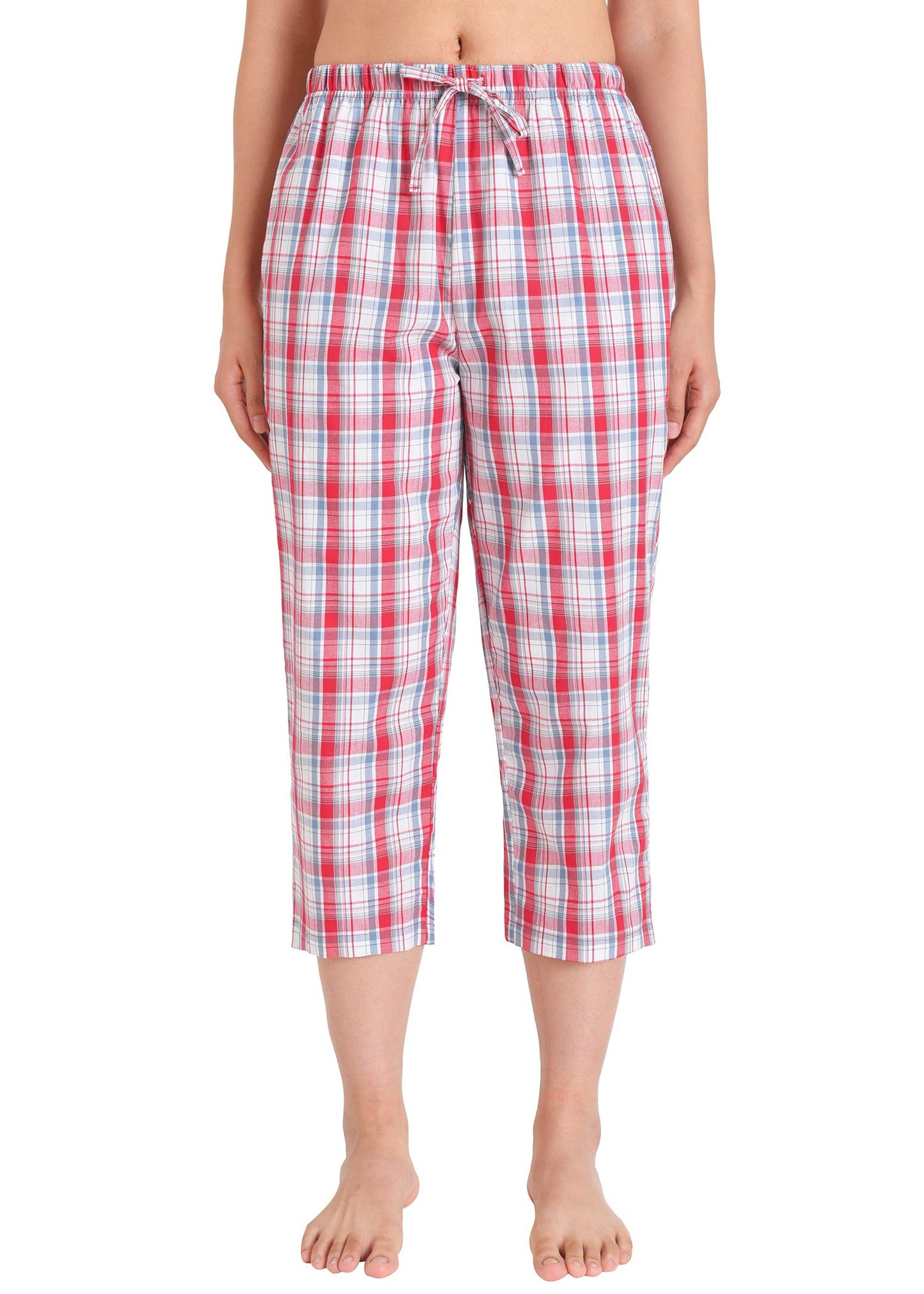 Women's Capri Pajama Pants Cotton PJ Bottoms with Pockets - Latuza