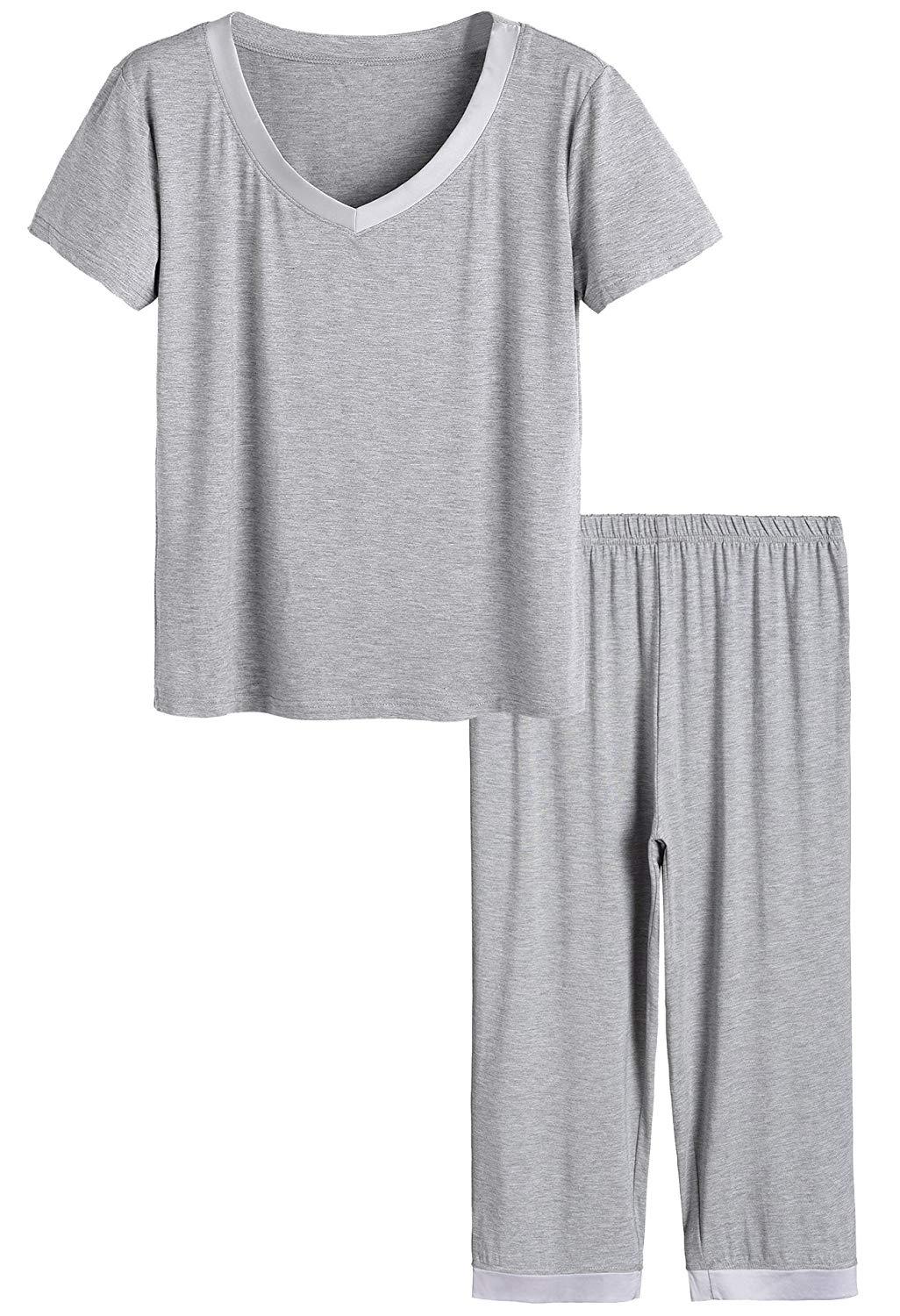 Women’s Bamboo Tops with Capri Pants Pajamas Set - Latuza