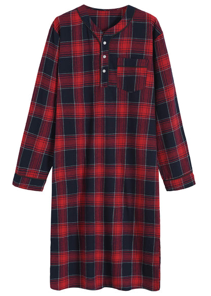 Men's Cotton Flannel Nightshirt Sleep Shirt - Latuza