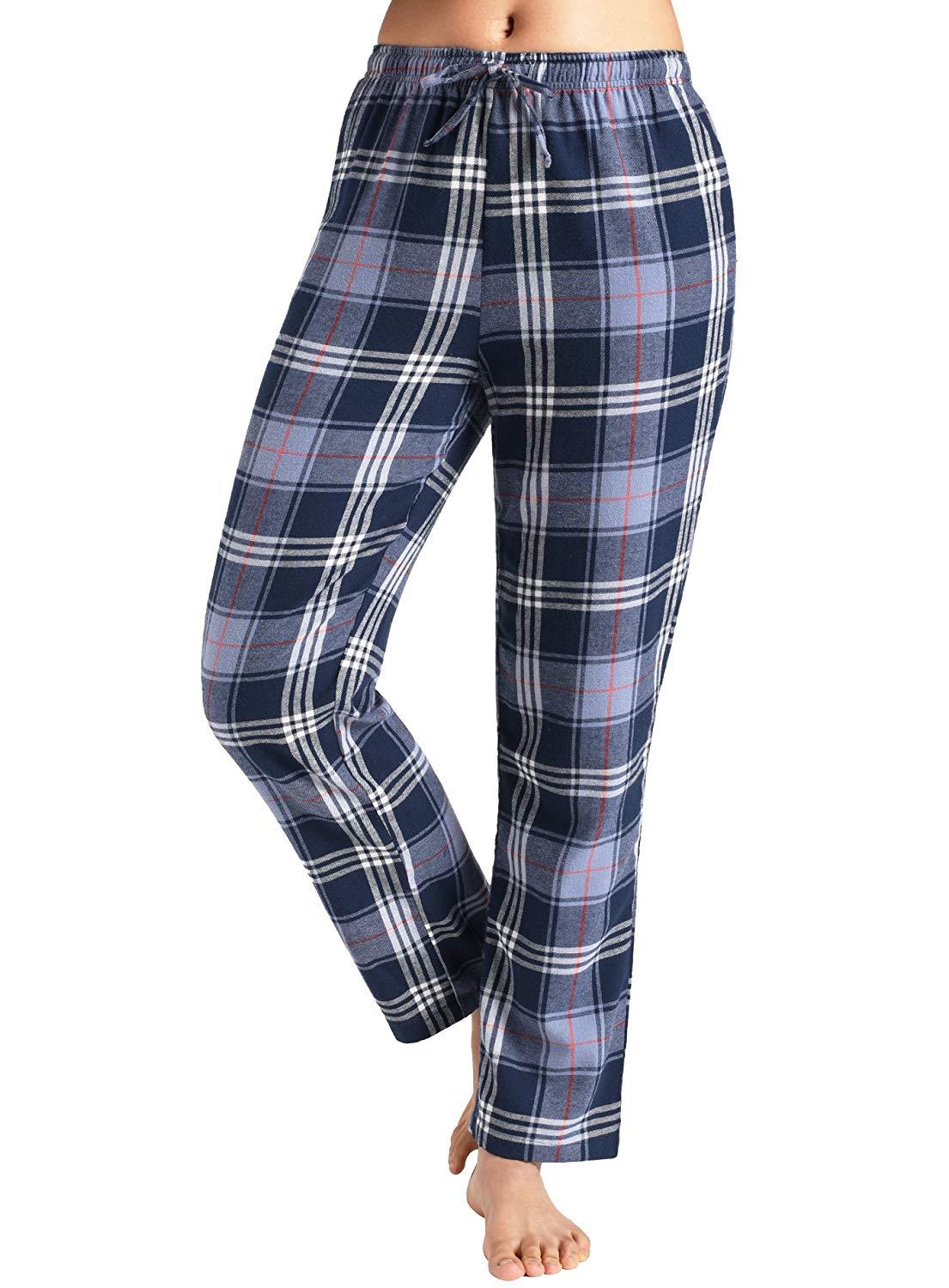 Latuza Women's Petite Cotton Lounge Pants Flannel Pajama Pants M Navy Blue  Navy Green at  Women's Clothing store