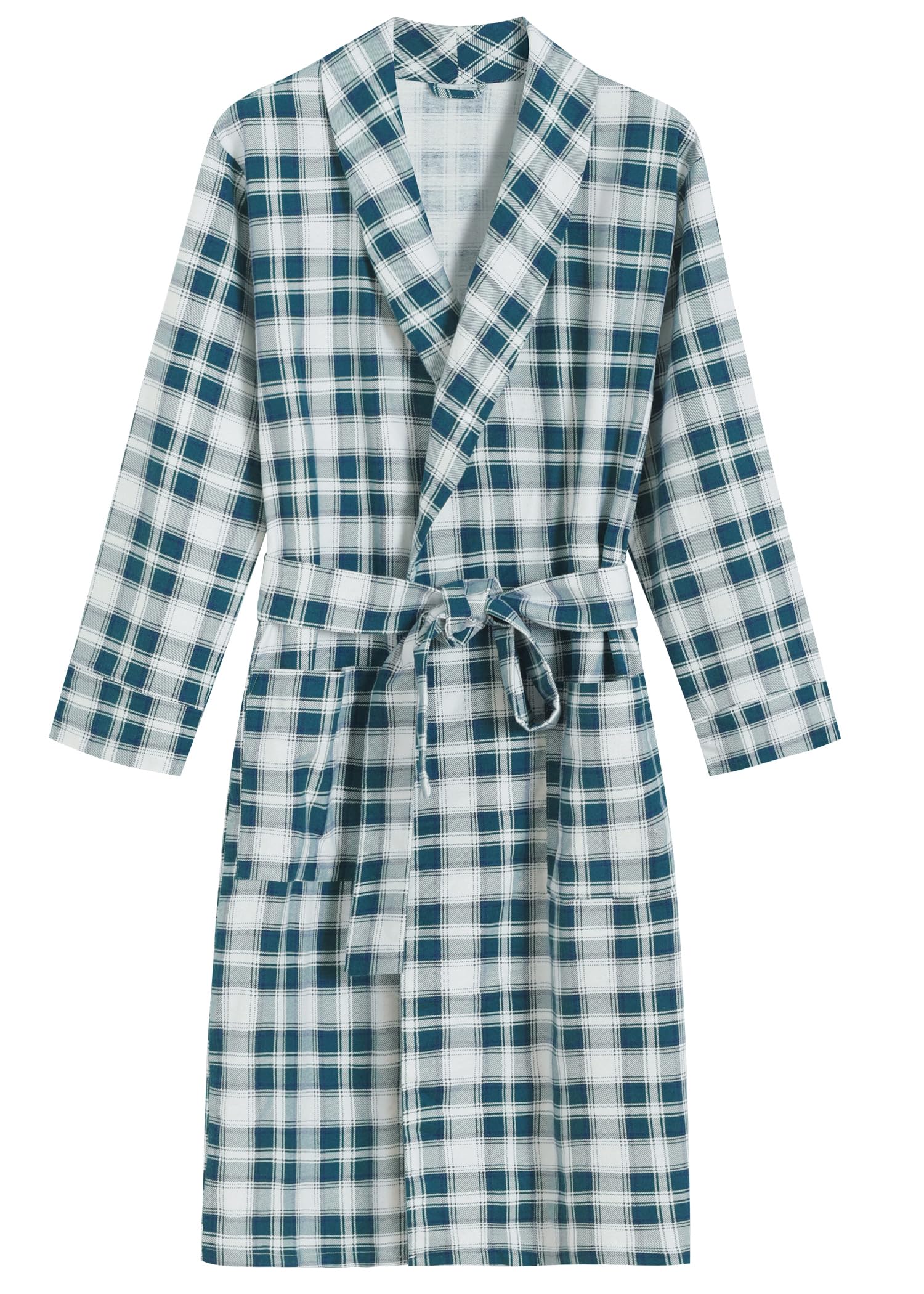 Men's Cotton Flannel Robe Soft Plaid Bathrobe - Available in Big & Tal ...