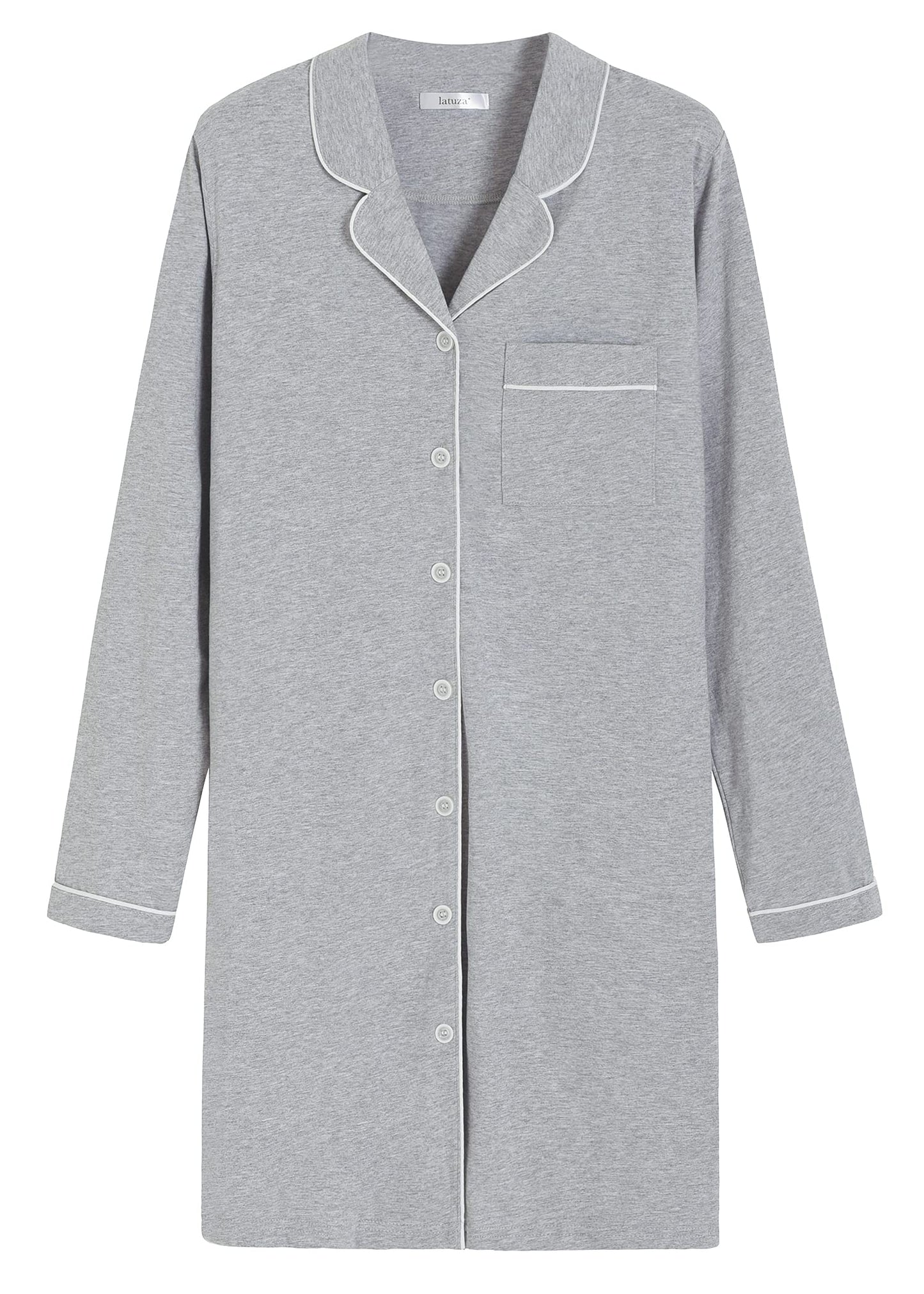 Women's Button Through Jersey Night Shirt Dress