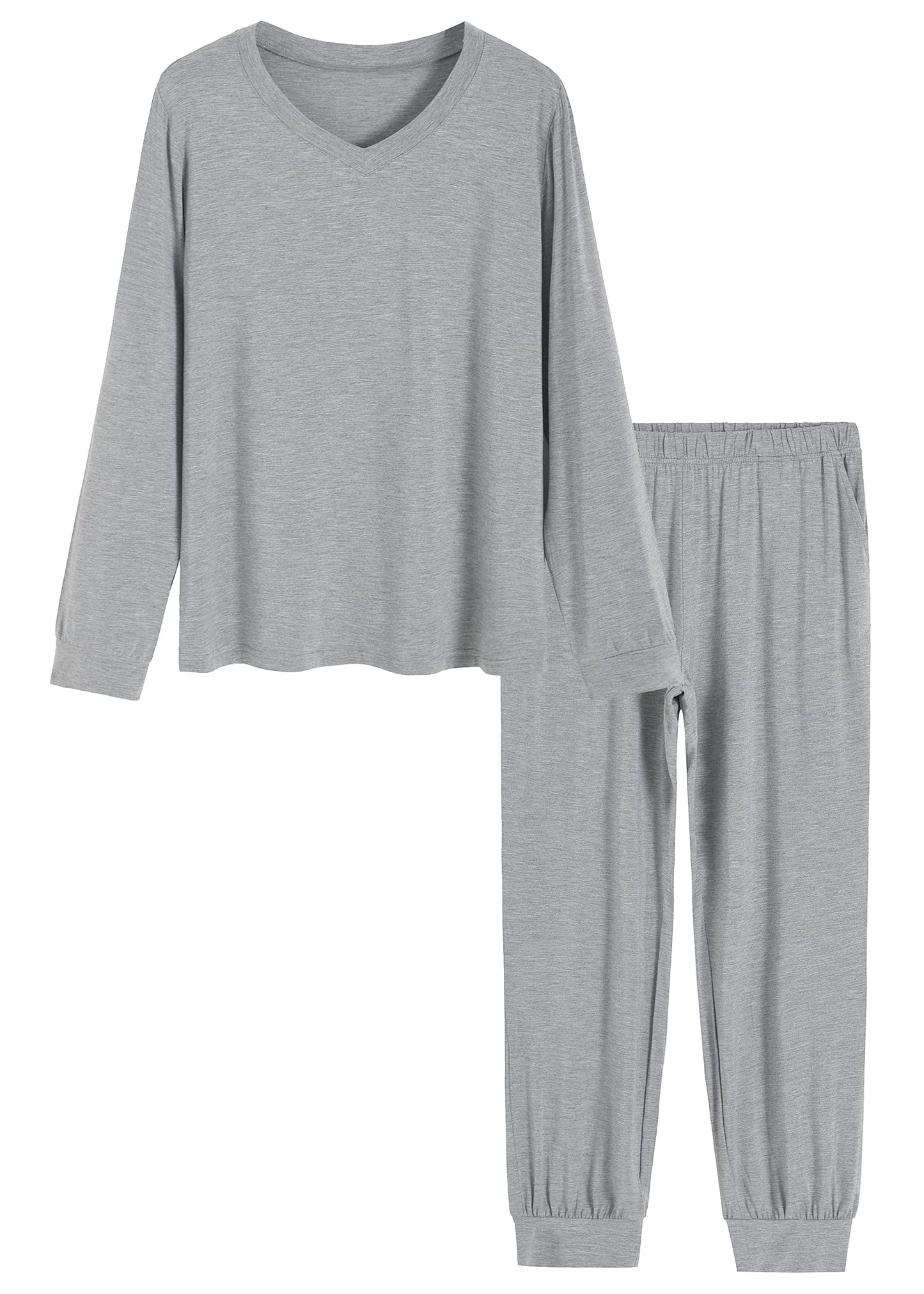 Women's Bamboo Viscose Long Sleeves Top Jogger Pants Pajamas Set - Latuza