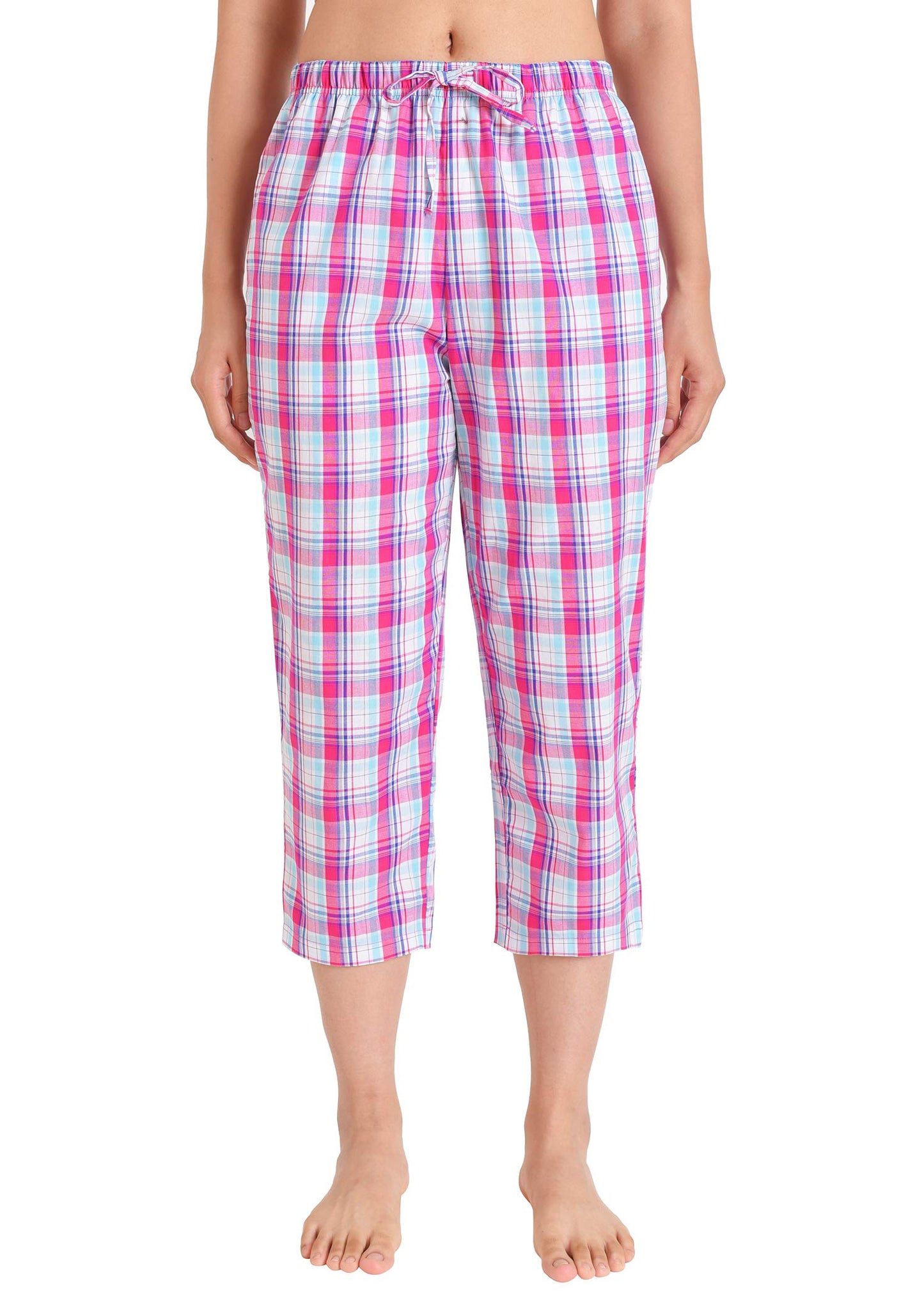 Women's Capri Pajama Pants Cotton PJ Bottoms with Pockets - Latuza
