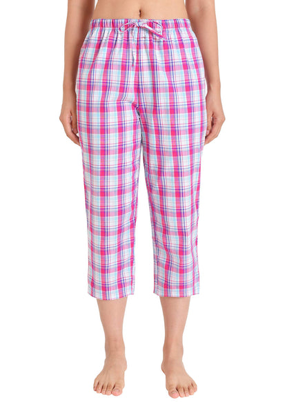 Women's Capri Pajama Pants Cotton PJ Bottoms with Pockets - Latuza