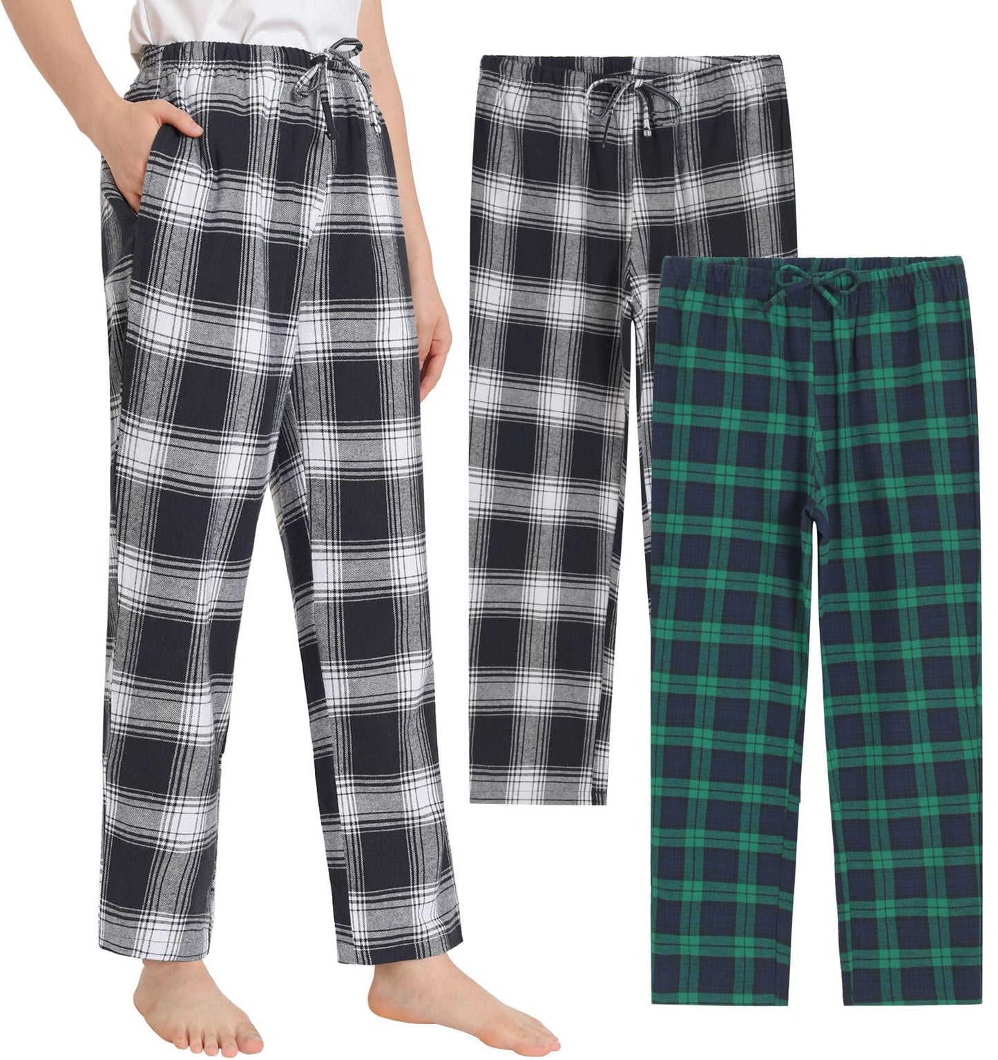 Women's Petite Cotton Lounge Pants Flannel Pajama Pants with Pockets - Latuza