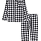 Men’s Cotton Pajama Set Plaid Woven Sleepwear - Latuza