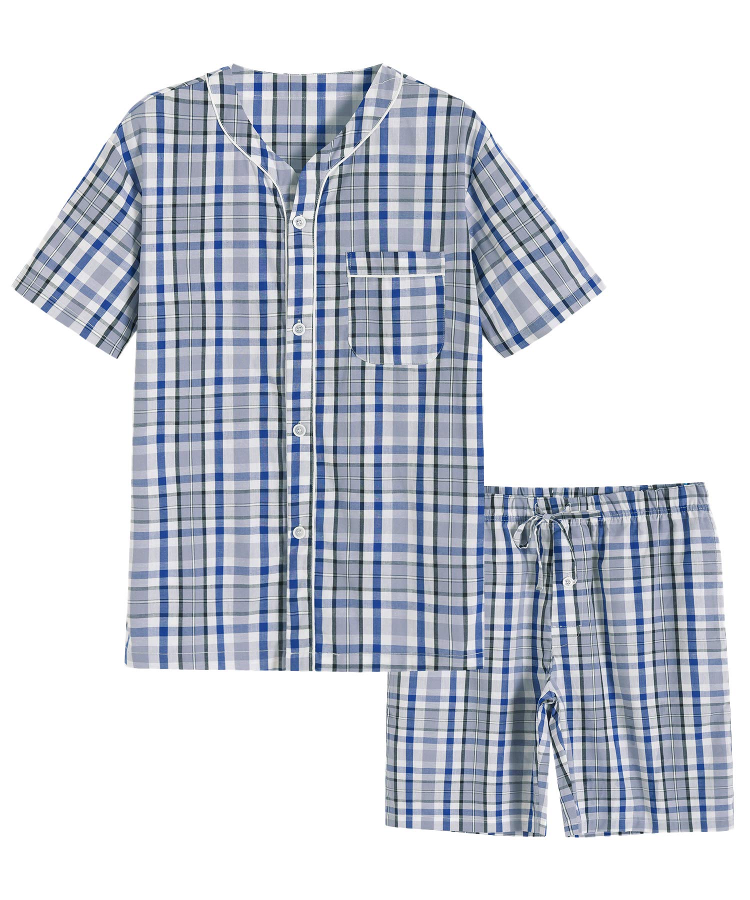 Men's Summer Cotton Pajamas Shorts Set