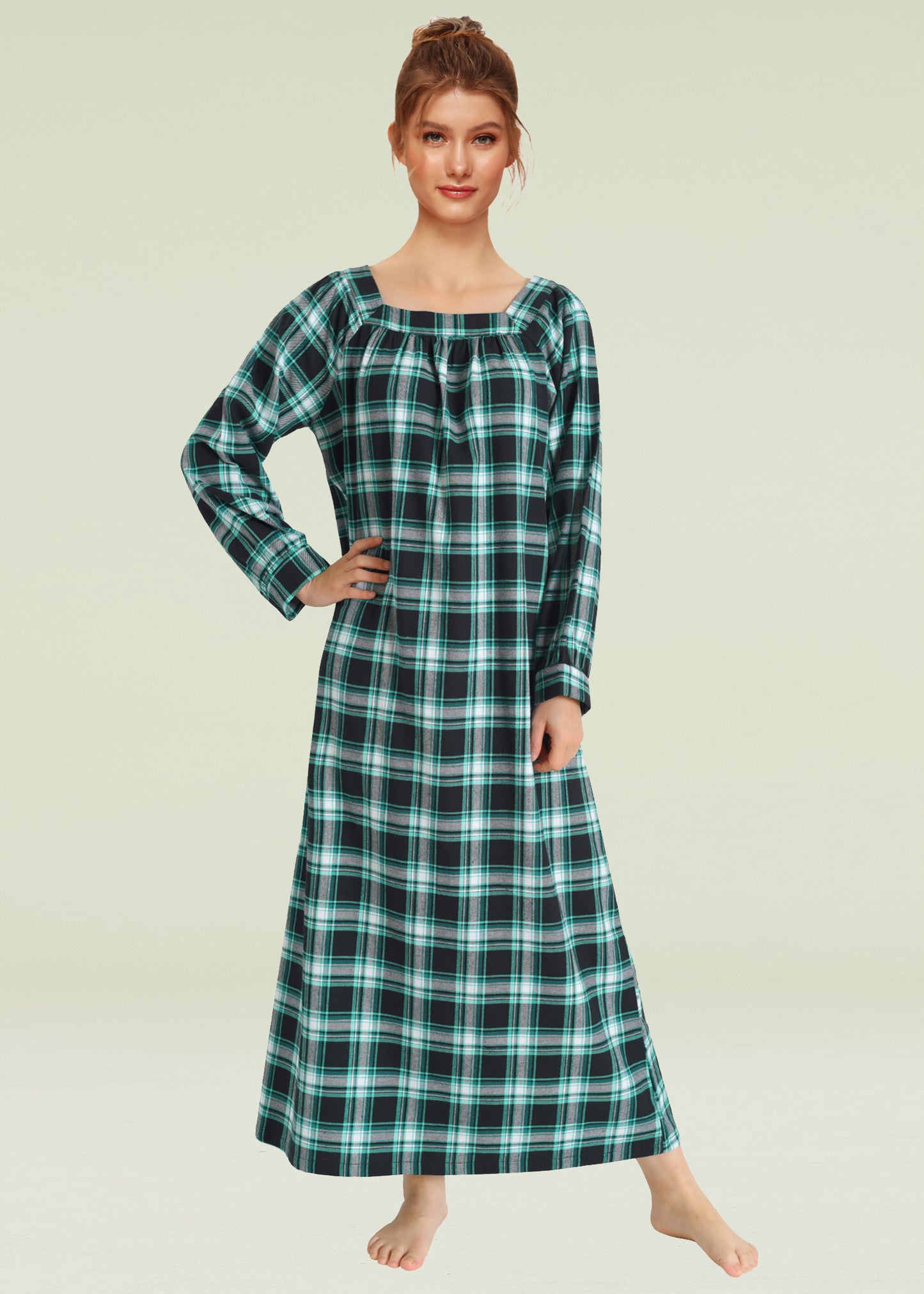 Women's Long Sleeves Cotton Flannel Nightgown