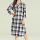 Women's Plaid Flannel Nightgown Warm Cotton Midi Nightgown
