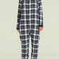 Women's Flannel Zipper Onesie Long Sleeves Pajama Jumpsuit