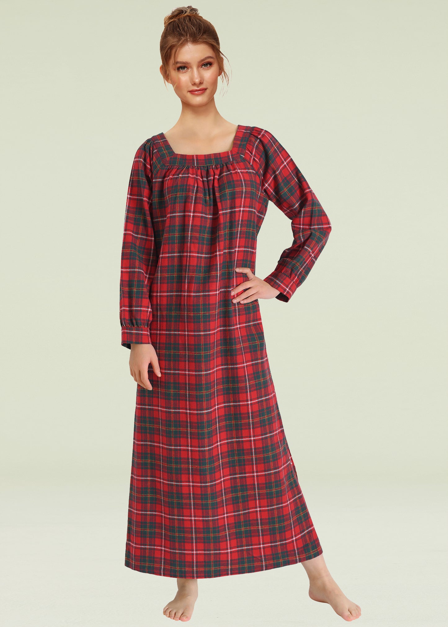 Women's Long Sleeves Cotton Flannel Nightgown