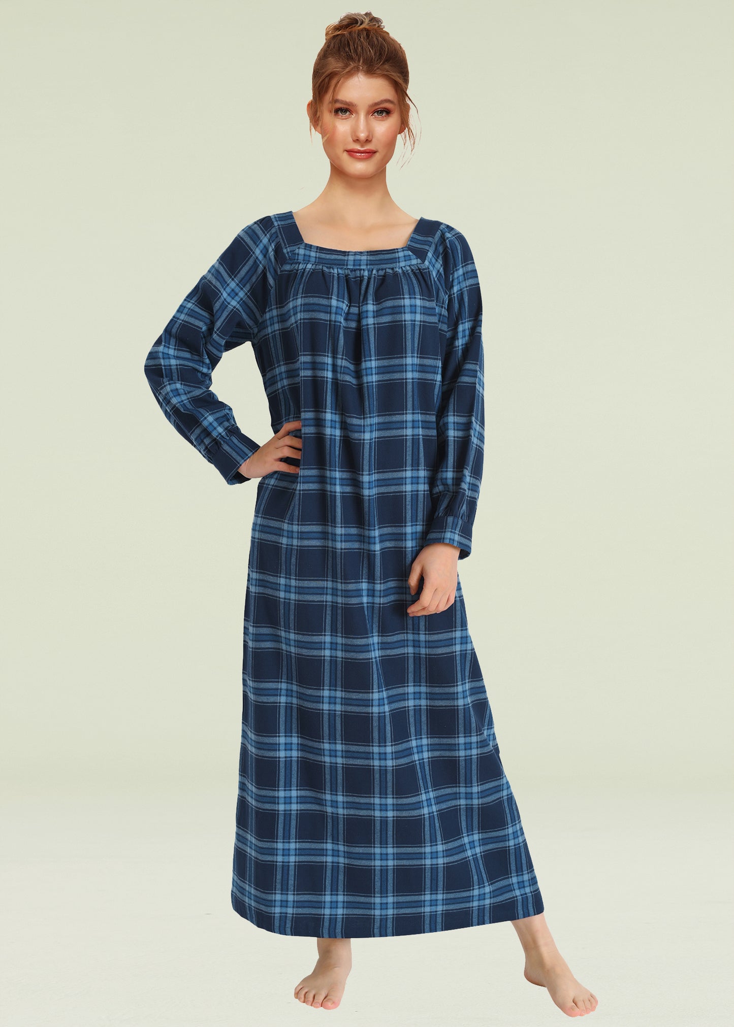 Women's Long Sleeves Cotton Flannel Nightgown