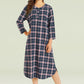 Women's Plaid Flannel Nightgown Warm Cotton Midi Nightgown