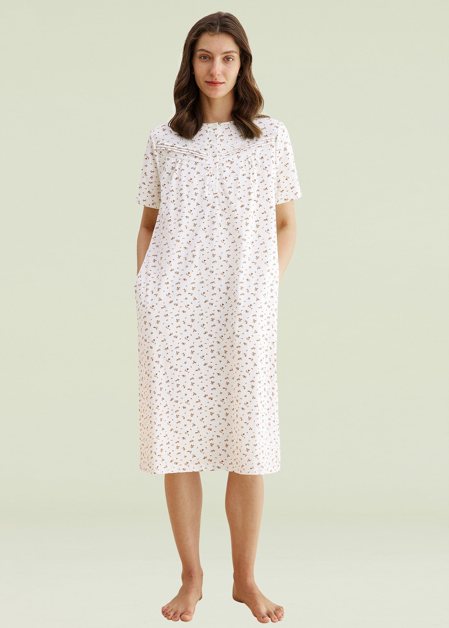 Women's Old Fashioned Soft Cotton Floral Nightgown