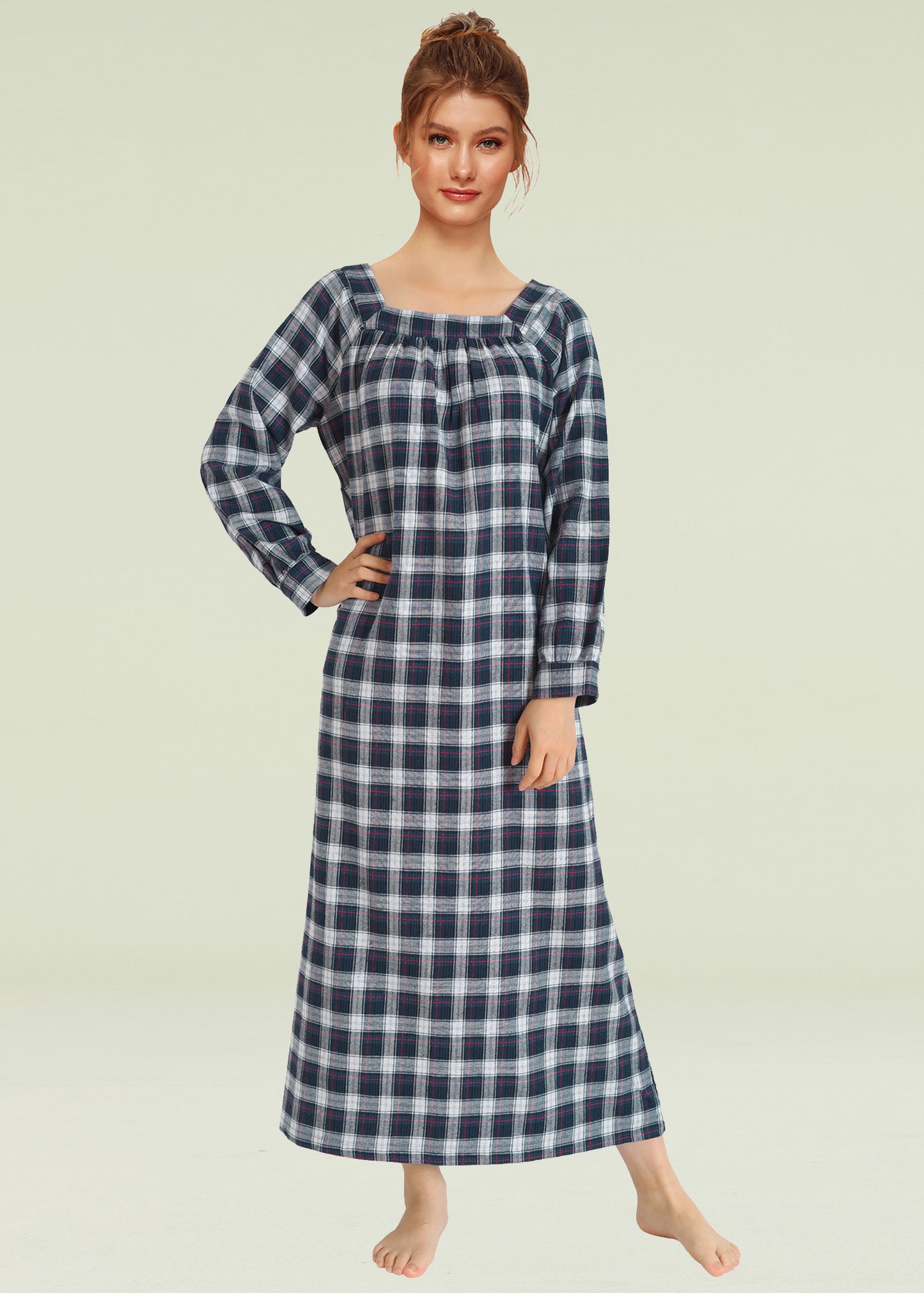 Women's Long Sleeves Cotton Flannel Nightgown