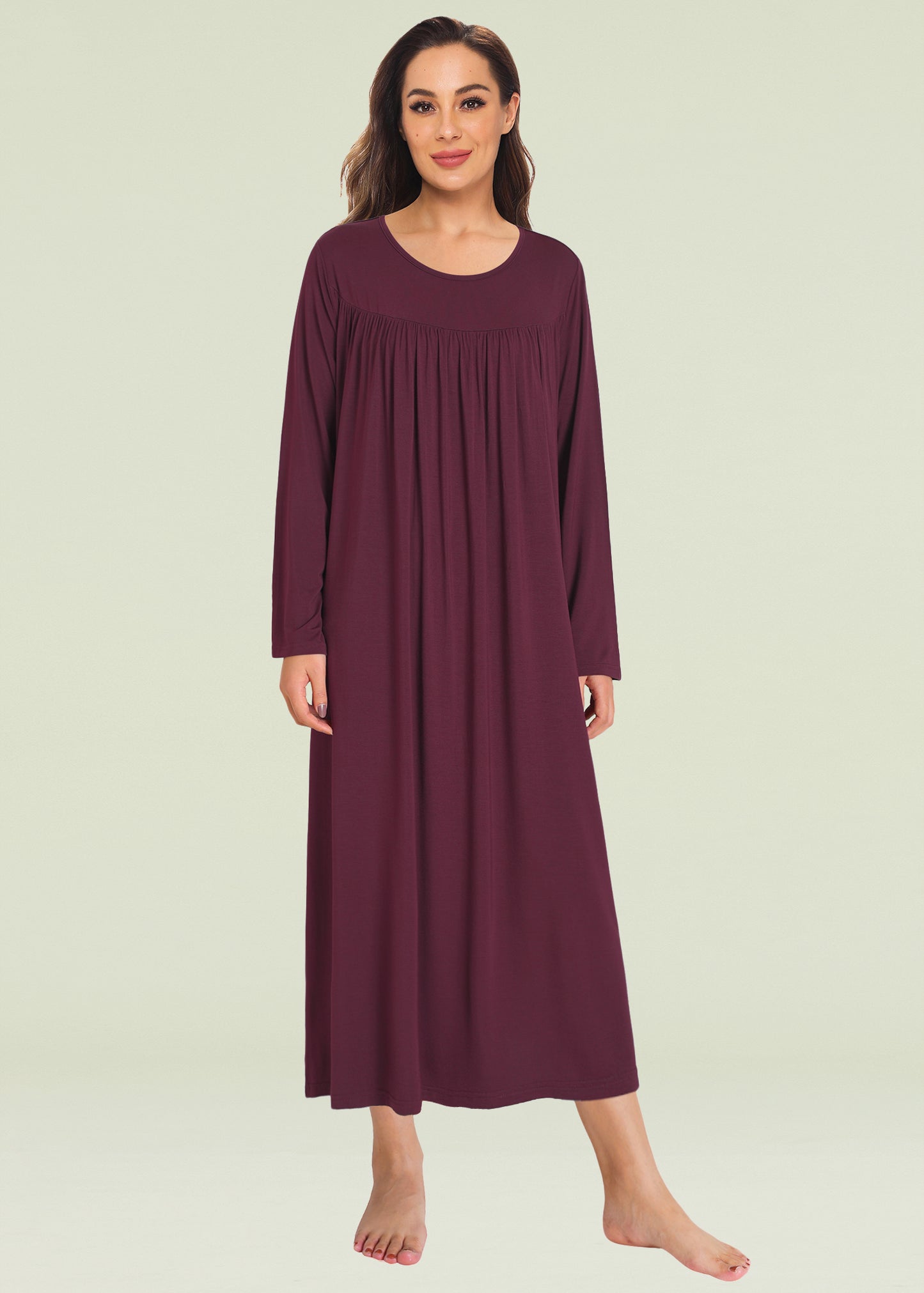 Women's Soft Bamboo Viscose Long Sleeves Nightgown