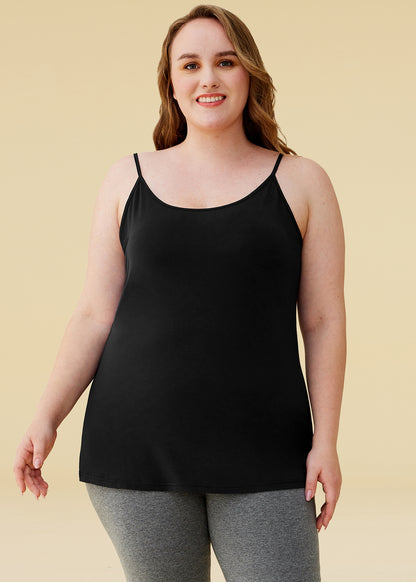 Essential Basic Women Value Pack Long Camisole Cami - Black, Black, Black,  Black, Large