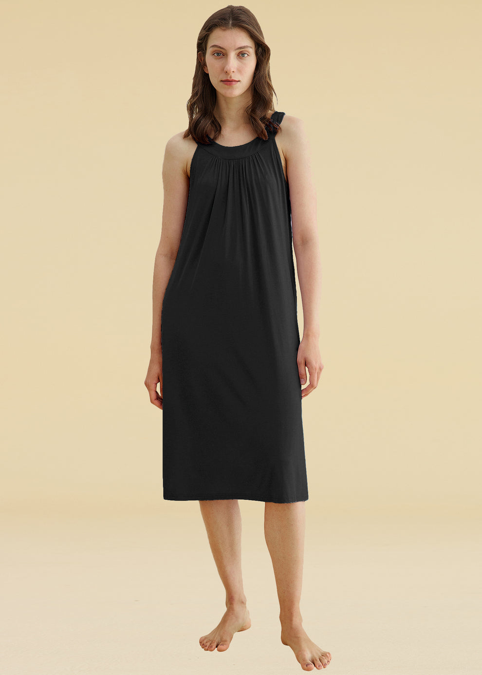 Women's Bamboo Viscose Sleeveless Nightgown with Pockets Latuza