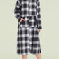 Women's Cotton Plaid Nightgown Long Flannel Zipper Nightgown